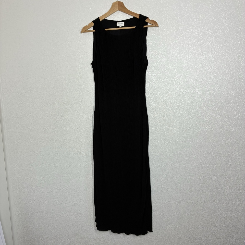 Gentle Fawn Dress Womens Small Black Pleated Scoop Neck Sheath Midi Lined